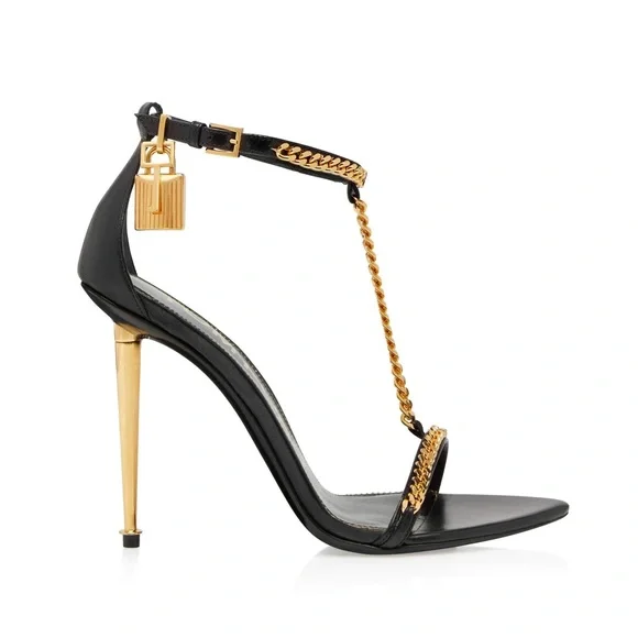 Tom Ford Black and Gold Chain Heels - Picture 11 of 16